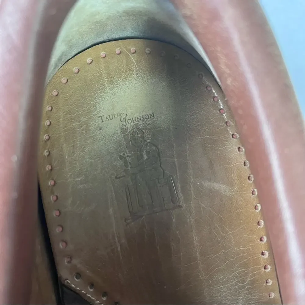 TAUER & JOHNSON Shoes Oxford Mens 12 Brown Handcrafted Leather Lace Up